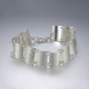Sterling‎ Silver Bracelet Modernist Panel Toggle Clasp Handmade Artisan